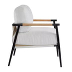 Fauteuil d'appoint moderne 27,56" avec coussins moelleux, structure métallique et accoudoirs en bois