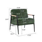 Fauteuil d'appoint moderne 27,56" avec coussins moelleux, structure métallique et accoudoirs en bois