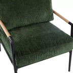 Fauteuil d'appoint moderne 27,56" avec coussins moelleux, structure métallique et accoudoirs en bois