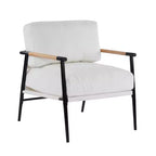 Fauteuil d'appoint moderne 27,56" avec coussins moelleux, structure métallique et accoudoirs en bois