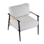Fauteuil d'appoint moderne 27,56" avec coussins moelleux, structure métallique et accoudoirs en bois