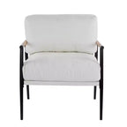 Fauteuil d'appoint moderne 27,56" avec coussins moelleux, structure métallique et accoudoirs en bois
