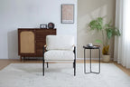 MAYEERTY 27.56 Modern Accent Chair, Plush Cushions Minimalist Metal Frame Wooden Armrest, Living Room Bedroom Office