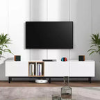 MAYEERTY Modern TV Stand for 80 TV with 3 Doors, Entertain Center with Large Storage Cabinet for Living Room Bedroom White