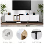 Meuble TV moderne pour téléviseurs jusqu'à 80" avec 3 portes et grand meuble de rangement - Blanc