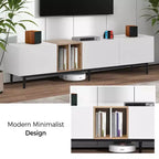Meuble TV moderne pour téléviseurs jusqu'à 80" avec 3 portes et grand meuble de rangement - Blanc