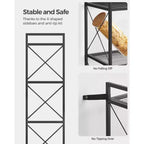 Étagère de Rangement Métallique à 4 Niveaux, Meuble de Rangement de 112,5 cm avec Cadres en X et Pieds Réglables, 50 kg par Étagère, pour Entrée, Cuisine, Salle de Bain, Noir Encre