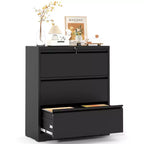 VIYET 40H Lockable Lateral File Cabinet - Heavy-Duty Metal for Home Office, Silent Full-Extension Slides, Anti-Tilt, Fits Letter/Legal/A4/F4