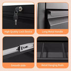 Classeur latéral verrouillable 40" - Métal robuste, Coulisses silencieuses à extension complète, Anti-basculement