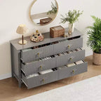 Commode cannelée à 6 tiroirs de 137 cm – Commode de rangement large et moderne avec tiroirs profonds et kit anti-basculement