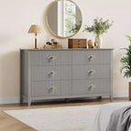 Commode cannelée à 6 tiroirs de 137 cm – Commode de rangement large et moderne avec tiroirs profonds et kit anti-basculement