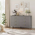 Commode cannelée à 6 tiroirs de 137 cm – Commode de rangement large et moderne avec tiroirs profonds et kit anti-basculement