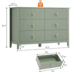 Commode cannelée à 6 tiroirs de 137 cm – Commode de rangement large et moderne avec tiroirs profonds et kit anti-basculement