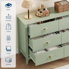 Commode cannelée à 6 tiroirs de 137 cm – Commode de rangement large et moderne avec tiroirs profonds et kit anti-basculement