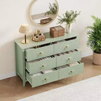 Commode cannelée à 6 tiroirs de 137 cm – Commode de rangement large et moderne avec tiroirs profonds et kit anti-basculement