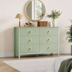 Commode cannelée à 6 tiroirs de 137 cm – Commode de rangement large et moderne avec tiroirs profonds et kit anti-basculement