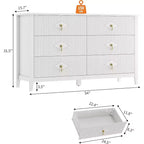 Commode cannelée à 6 tiroirs de 137 cm – Commode de rangement large et moderne avec tiroirs profonds et kit anti-basculement