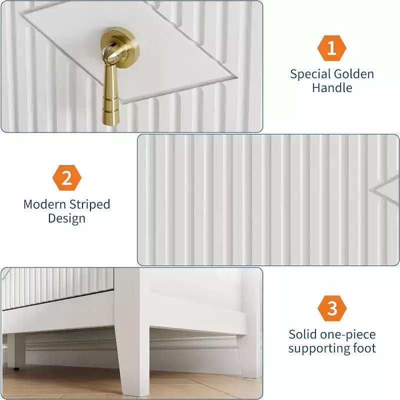 54" 6-Drawer Fluted Dresser - Modern Wide Storage Chest with Deep Drawers & Anti-Tip Kit