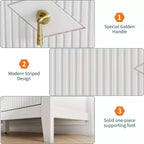 Commode cannelée à 6 tiroirs de 137 cm – Commode de rangement large et moderne avec tiroirs profonds et kit anti-basculement