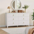 Commode cannelée à 6 tiroirs de 137 cm – Commode de rangement large et moderne avec tiroirs profonds et kit anti-basculement