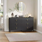 Commode cannelée à 6 tiroirs de 137 cm – Commode de rangement large et moderne avec tiroirs profonds et kit anti-basculement