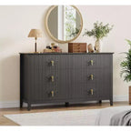 Acekool 54 6-Drawer Fluted Dresser, Modern Wide Storage Chest with Deep Drawers and Anti-Tip Kit