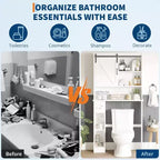 Meuble de Rangement Sur Pied Pour Toilettes avec Portes Coulissantes - Meuble de Salle de Bain Sur Pied avec Crochet pour Papier Toilette et Étagères Réglables, Blanc