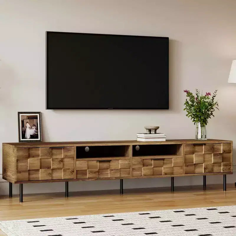 Mid-Century TV Stand with 2 Drawers, Media Console for TVs up to 85", Living Room