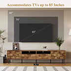 Meuble TV Mid-Century avec 2 tiroirs, console média pour TV jusqu'à 85", salon