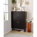 Slim 3-Drawer Shoe Storage Cabinet with Adjustable Shelves, Freestanding Wooden Storage Organizer for Entryway, Hallway, and Porch