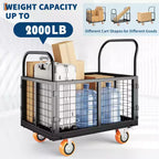 Chariot de plateforme 2000 lb avec cage, chariot à main pliant 6 en 1 robuste avec cage, chariot de manutention pliable