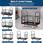 Chariot de plateforme 2000 lb avec cage, chariot à main pliant 6 en 1 robuste avec cage, chariot de manutention pliable