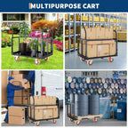 Chariot de plateforme 2000 lb avec cage, chariot à main pliant 6 en 1 robuste avec cage, chariot de manutention pliable
