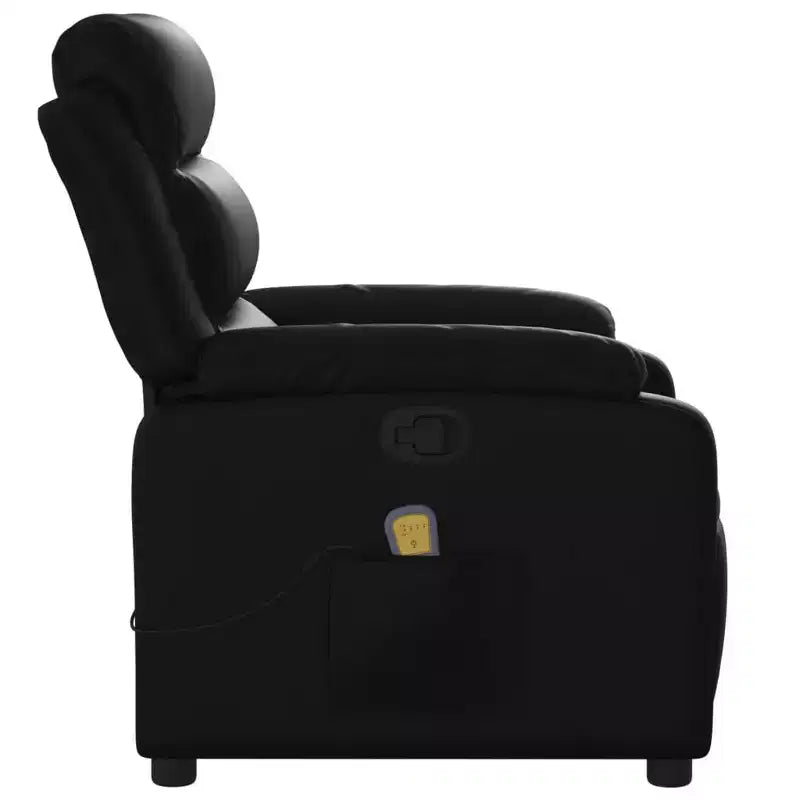 Adjustable Massage Recliner Chair - Black Faux Leather, Manual Push Back
