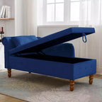 Fauteuil inclinable moderne avec accoudoirs cloutés, causeuse en velours capitonné avec rangement et oreiller pour salon