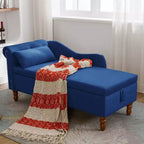 Fauteuil inclinable moderne avec accoudoirs cloutés, causeuse en velours capitonné avec rangement et oreiller pour salon