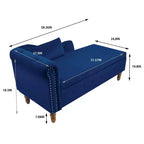 Fauteuil inclinable moderne avec accoudoirs cloutés, causeuse en velours capitonné avec rangement et oreiller pour salon