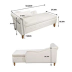Fauteuil inclinable moderne avec accoudoirs cloutés, causeuse en velours capitonné avec rangement et oreiller pour salon