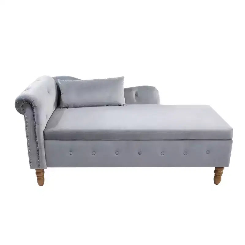 Modern Storage Sofa Recliner With Nailhead Trim, Button Tufted Upholstered Velvet Lounge Chair With Storage And Pillow For Living Room