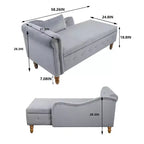 Fauteuil inclinable moderne avec accoudoirs cloutés, causeuse en velours capitonné avec rangement et oreiller pour salon