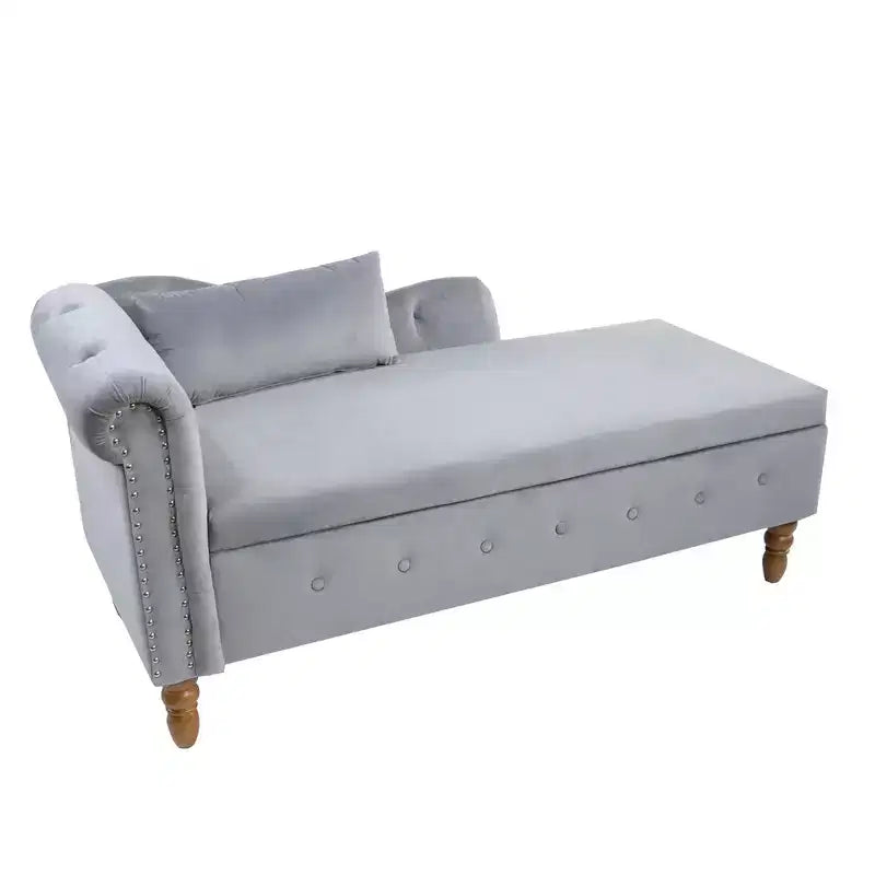Modern Storage Sofa Recliner With Nailhead Trim, Button Tufted Upholstered Velvet Lounge Chair With Storage And Pillow For Living Room