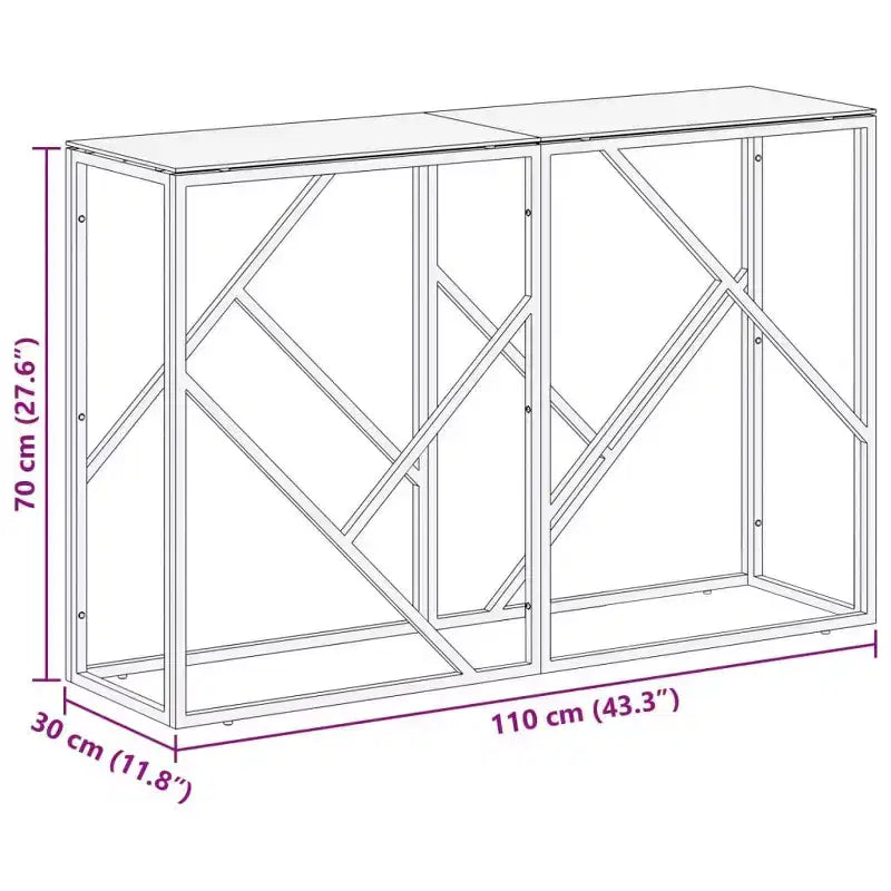 Modern Console Table - Stainless Steel Frame with Tempered Glass or Wood Top, Hallway & Living Room