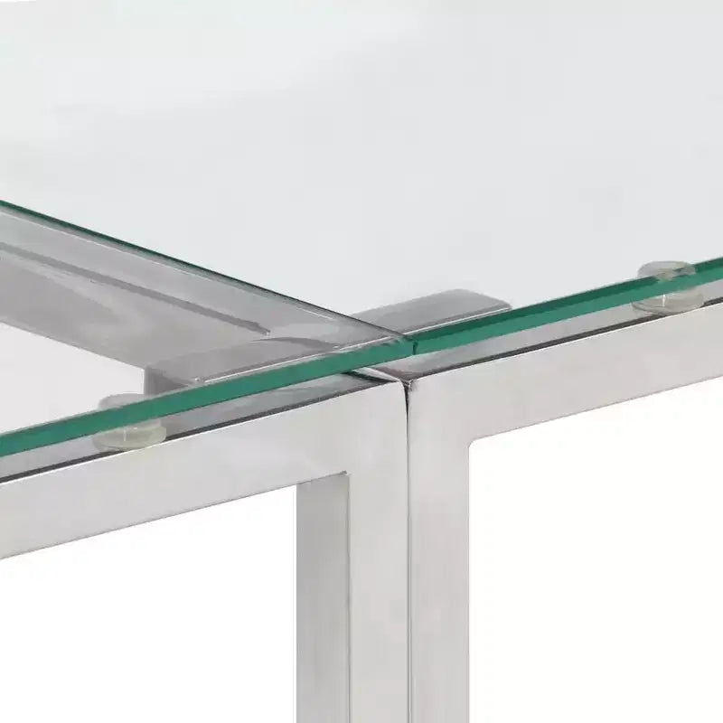 Modern Console Table - Stainless Steel Frame with Tempered Glass or Wood Top, Hallway & Living Room