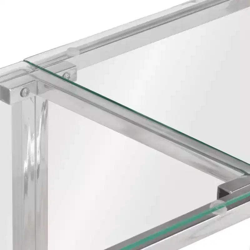 Modern Console Table - Stainless Steel Frame with Tempered Glass or Wood Top, Hallway & Living Room