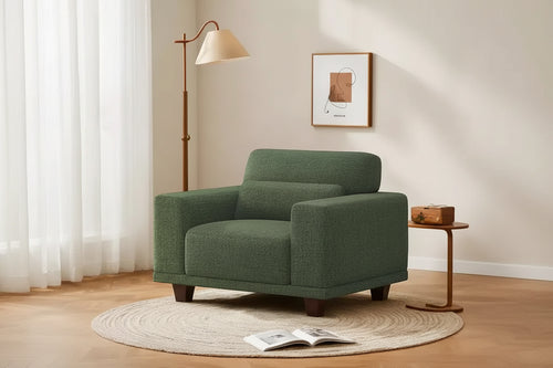 40 In Modern Deep-Seated Wide-Arm Single Sofa, Living Room Single Sofa, Comfortable Single Sofa with a Maximum Weight Capacity of 300 lbs, Green