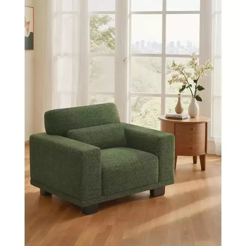 Fauteuil simple moderne et profond de 40 pouces à accoudoirs larges, fauteuil simple de salon, fauteuil simple confortable avec une capacité de charge maximale de 136 kg, Vert