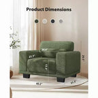 Fauteuil simple moderne et profond de 40 pouces à accoudoirs larges, fauteuil simple de salon, fauteuil simple confortable avec une capacité de charge maximale de 136 kg, Vert