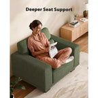 Fauteuil simple moderne et profond de 40 pouces à accoudoirs larges, fauteuil simple de salon, fauteuil simple confortable avec une capacité de charge maximale de 136 kg, Vert