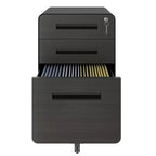 Meuble de classement mobile de 58 cm avec serrure – Tout acier, anti-basculement, roulettes verrouillables, pour documents A4/Lettre (Noir)