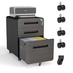 Meuble de classement mobile de 58 cm avec serrure – Tout acier, anti-basculement, roulettes verrouillables, pour documents A4/Lettre (Noir)